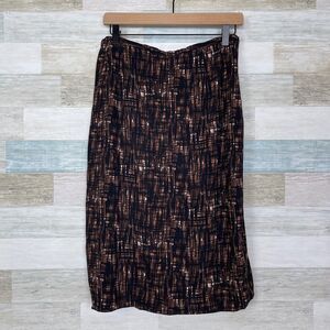 Michael Kors Italy Collection Pencil Skirt Black Brown Print Career Womens 12